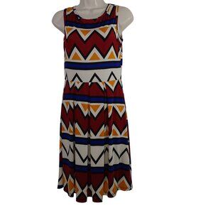 Pretty Young Thing Geometric Pleated Dress Women Size L Sleeveless Work Casual